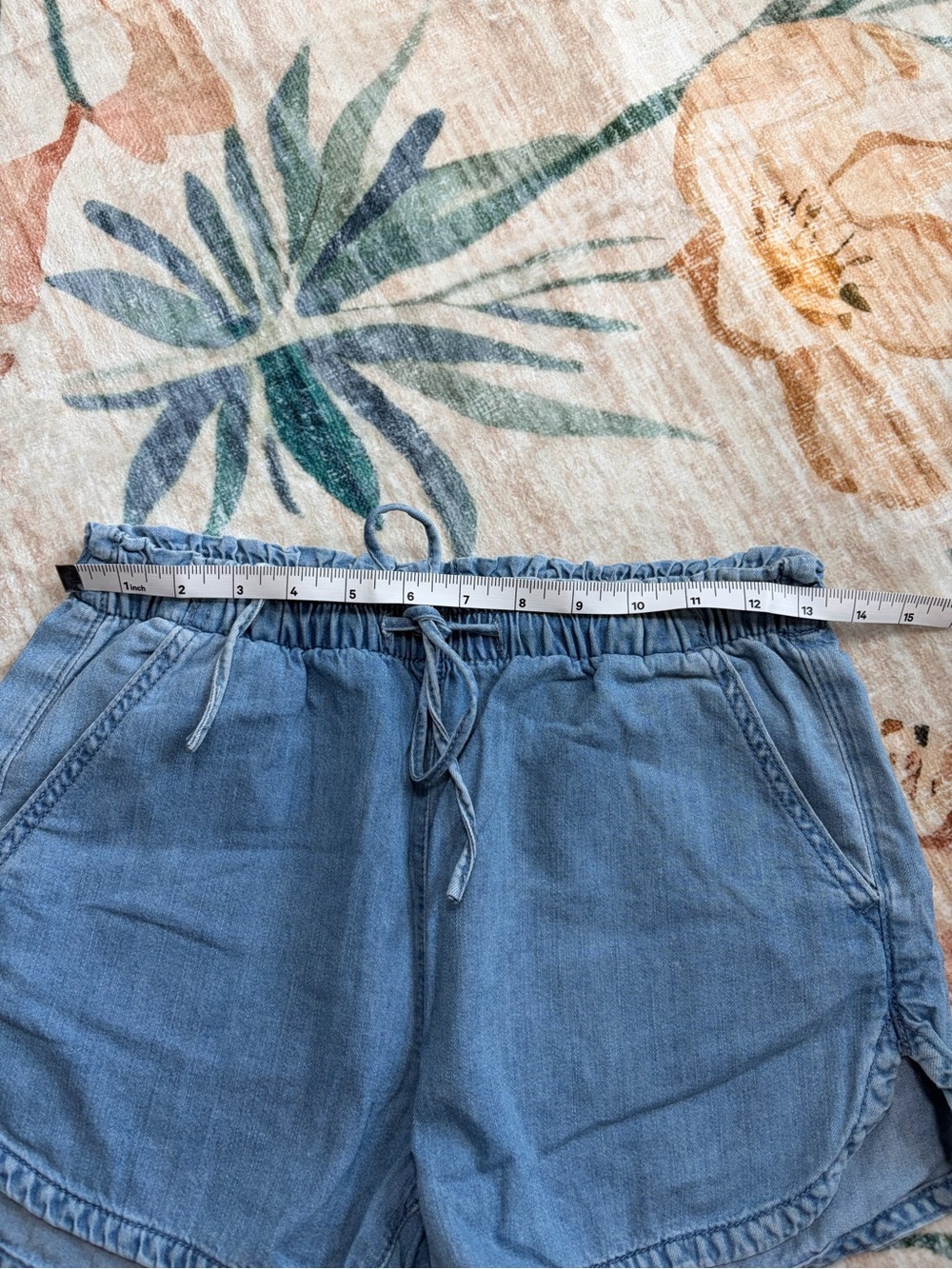 American Eagle Light Blue Drawstring Denim-Look Shorts Teen Girl XS - Picture 5 of 5